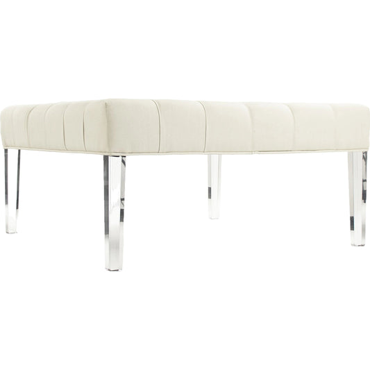 Raylen Ottoman by Zentique in cream cotton and acrylic. Made from unique in a modern style.