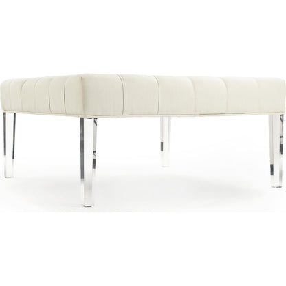 Raylen Ottoman by Zentique in cream cotton and acrylic. Made from unique in a modern style.