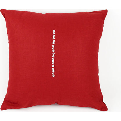 Deep Red Pillow by Zentique in deep red and linen. Made from unique in a modern style.