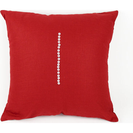 Deep Red Pillow by Zentique in deep red and linen. Made from unique in a modern style.