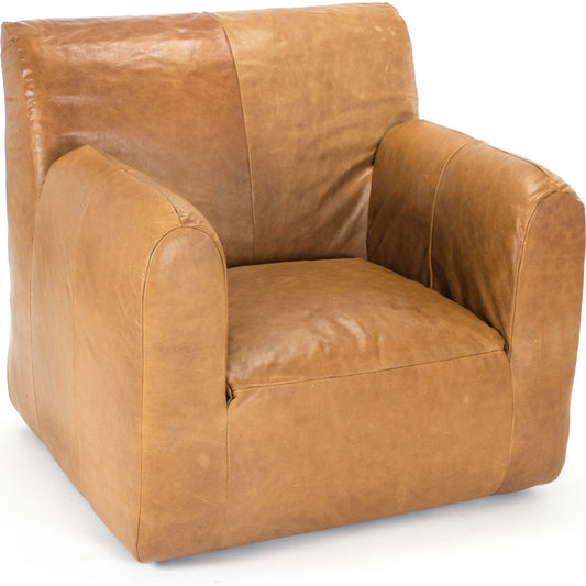 Daniel Club Chair by Zentique in tan leather and wood. Made from unique in a modern style.