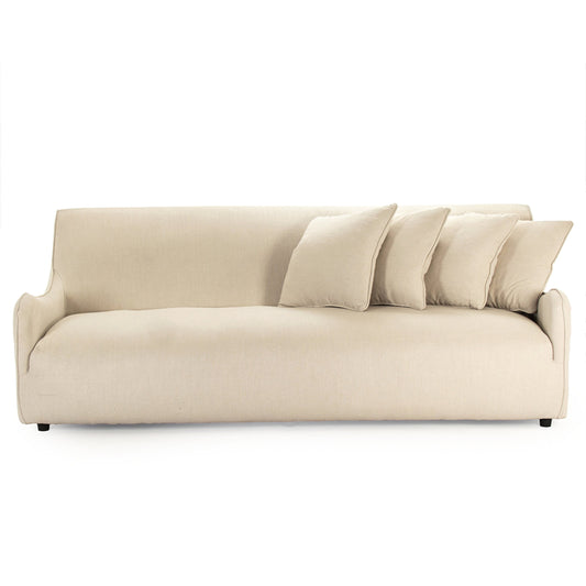 Berk Sofa by Zentique in linen and wood. Made from unique in a transitional style.