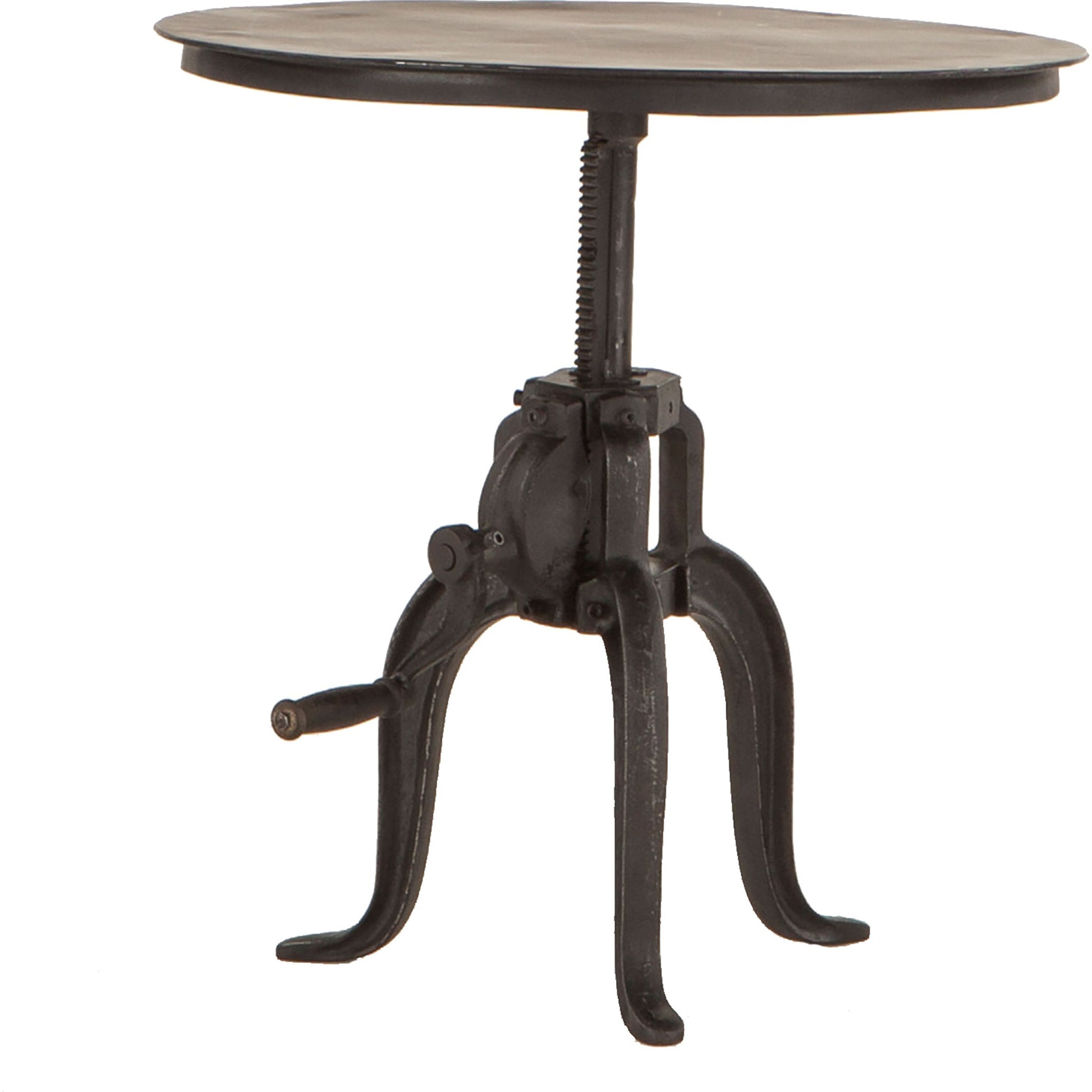 Artezia Industrial Adjustable Bistro Table by World Interiors in black and matte black. Made from cast iron in a rustic style.