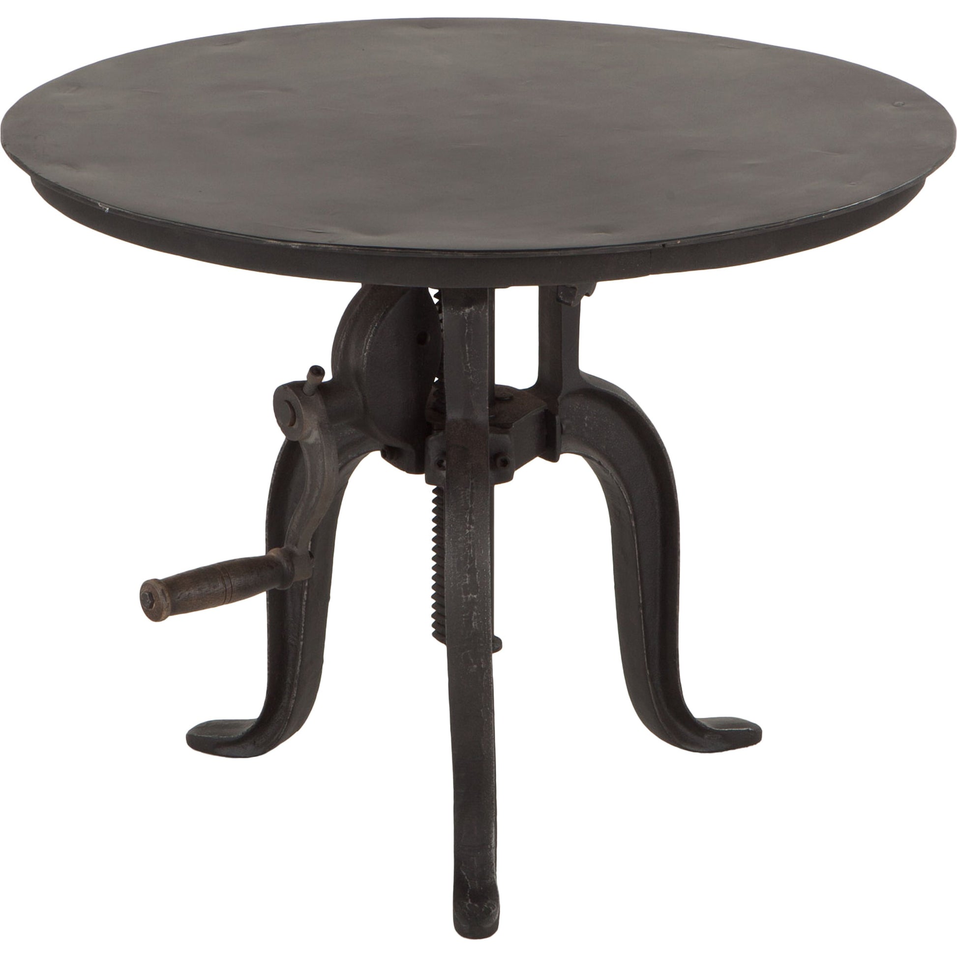 Artezia Industrial Adjustable Bistro Table by World Interiors in black and matte black. Made from cast iron in a rustic style.