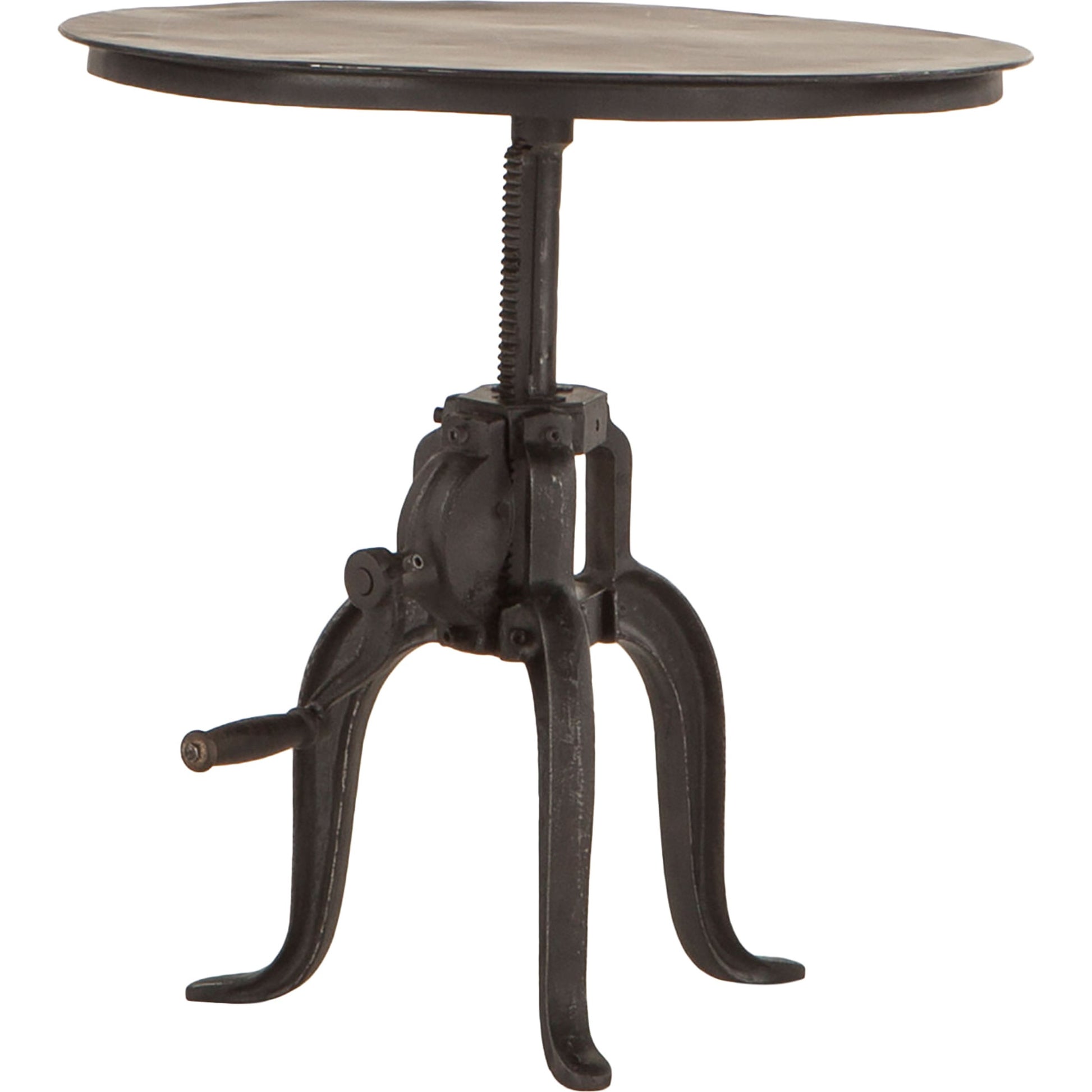 Artezia Industrial Adjustable Bistro Table by World Interiors in black and matte black. Made from cast iron in a rustic style.