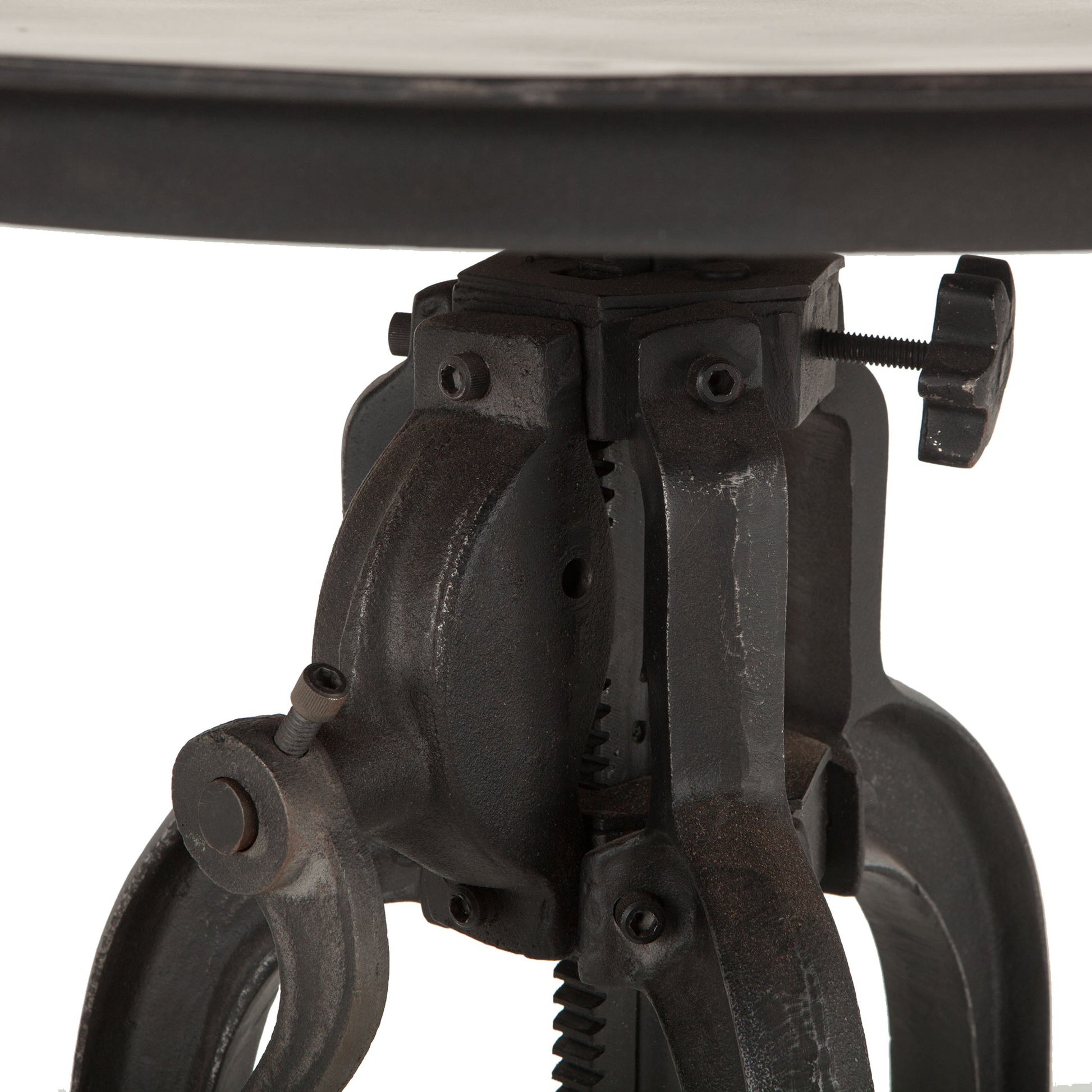 Artezia Industrial Adjustable Bistro Table by World Interiors in black and matte black. Made from cast iron in a rustic style.