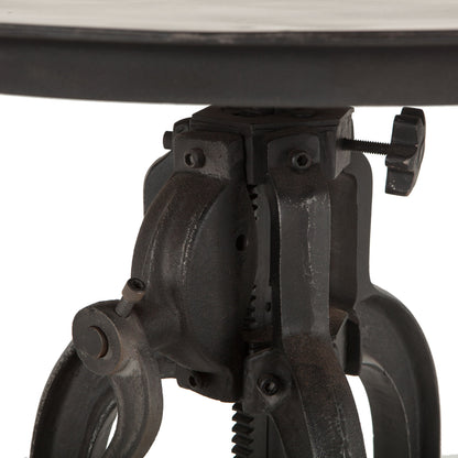 Artezia Industrial Adjustable Bistro Table by World Interiors in black and matte black. Made from cast iron in a rustic style.