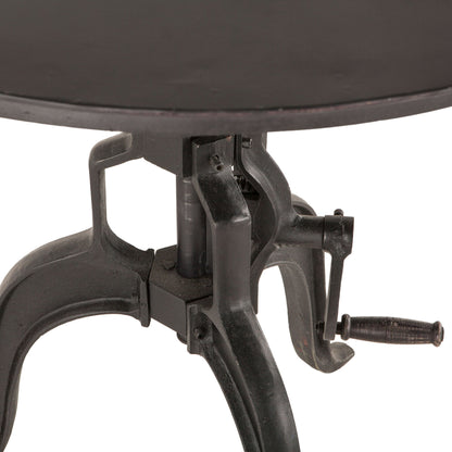 Artezia Industrial Adjustable Bistro Table by World Interiors in black and matte black. Made from cast iron in a rustic style.