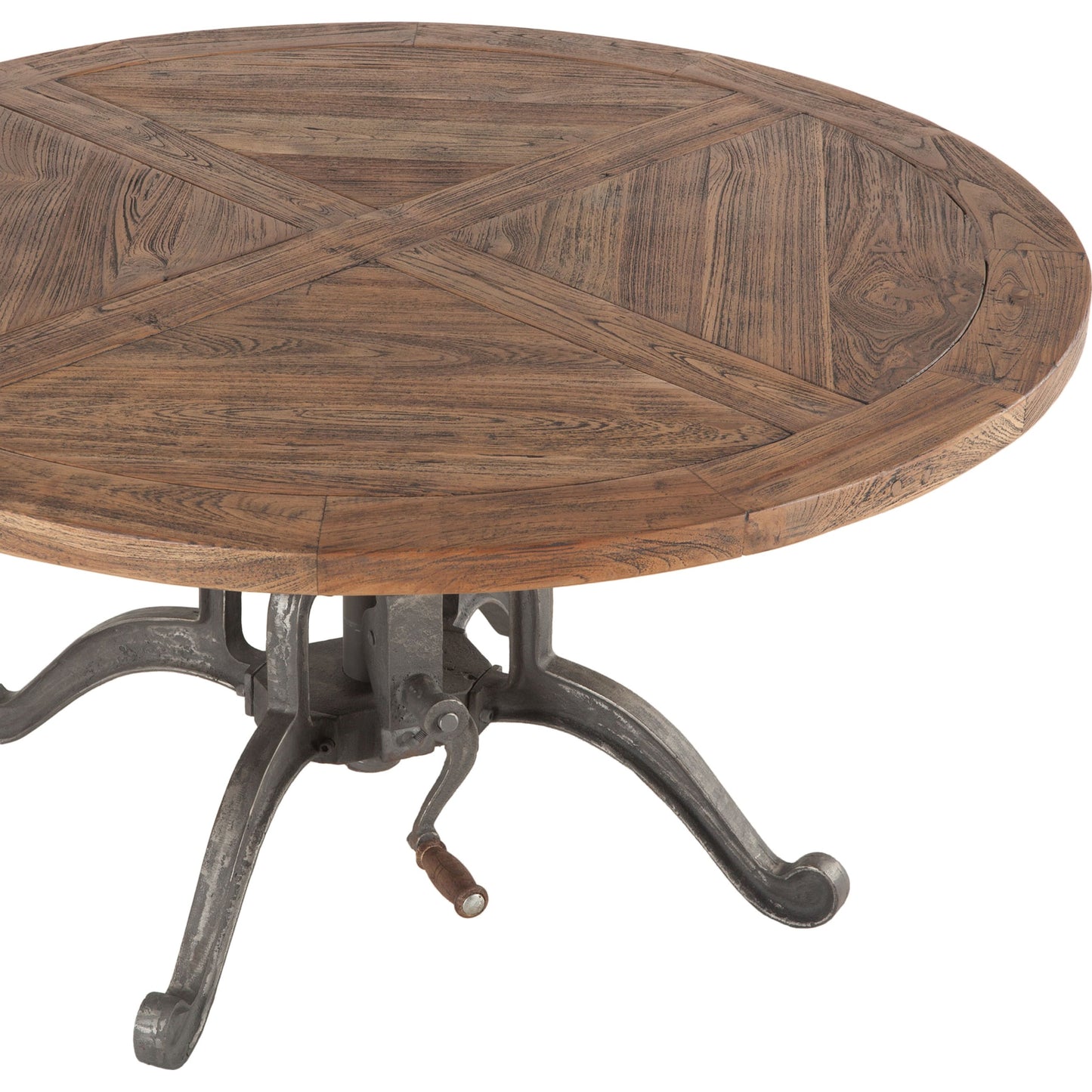 001 SR-876837 | Closeup | Artezia Adjustable Coffee Table by World Interiors in brown and weathered teak, gunmetal. Made from teak wood, iron in a modern style.