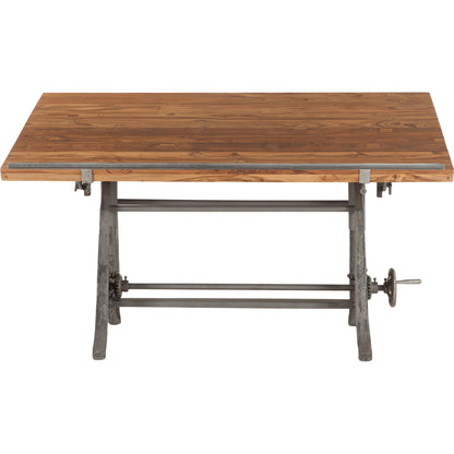 Artezia Industrial Drafting Desk by World Interiors in brown and natural, gunmetal. Made from teak wood, iron in a modern style.
