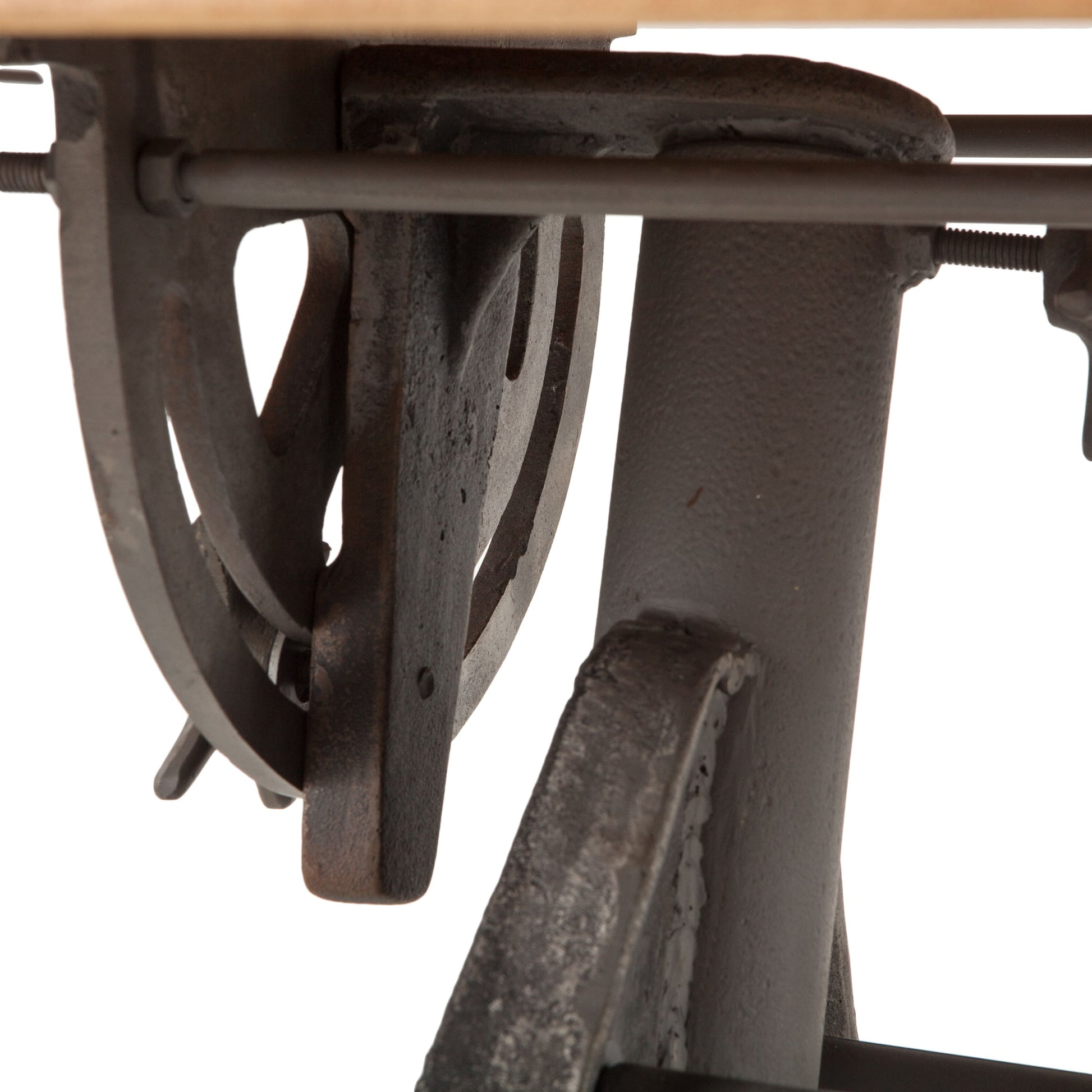 Artezia Industrial Drafting Desk by World Interiors in brown and natural, gunmetal. Made from teak wood, iron in a modern style.