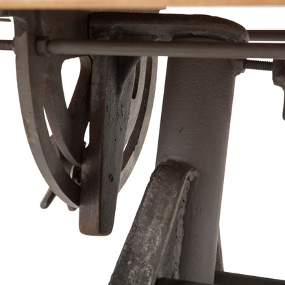 Artezia Industrial Drafting Desk by World Interiors in brown and natural, gunmetal. Made from teak wood, iron in a modern style.