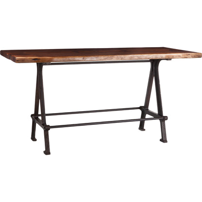 Artezia Gathering Table by World Interiors in brown and walnut, antique zinc. Made from acacia wood, iron in a modern style.