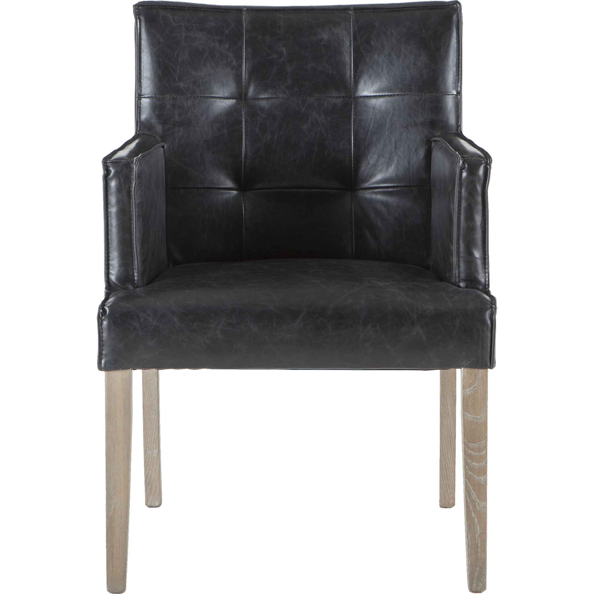Avery Eco-Friendly Leather Accent Chair by World Interiors in black and napoleon. Made from birch wood, bi-cast leather in a modern style.