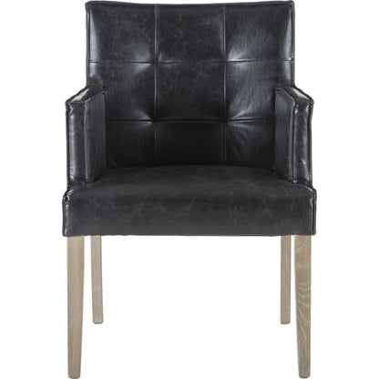 Avery Eco-Friendly Leather Accent Chair by World Interiors in black and napoleon. Made from birch wood, bi-cast leather in a modern style.