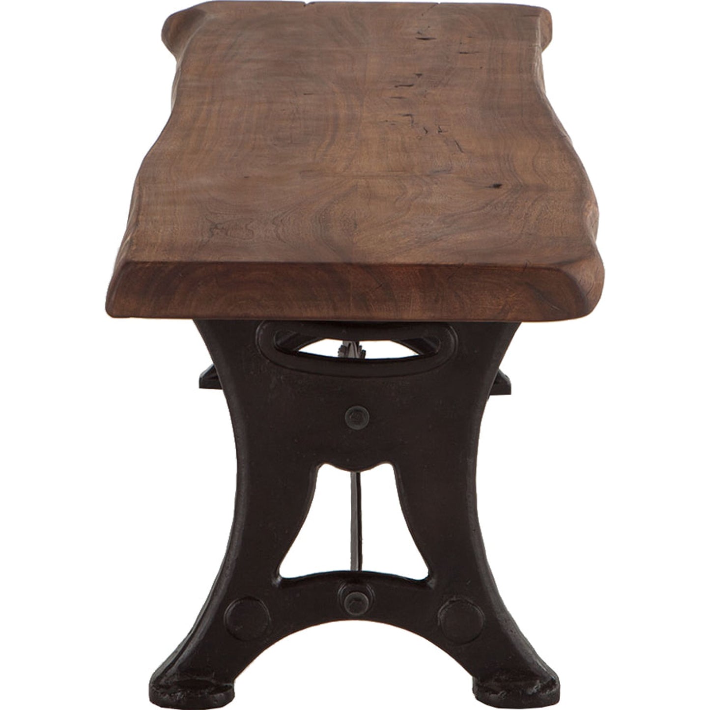 003 SR-876892 | Additional Silo | Blayne Dining Bench by World Interiors in brown and natural walnut, antique zinc. Made from acacia wood, cast iron in a modern style.