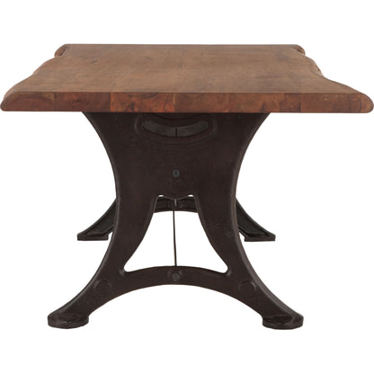 Blayne 80" Live-Edge Dining Table by World Interiors in brown and natural walnut, antique zinc. Made from acacia wood, cast iron in a modern style.