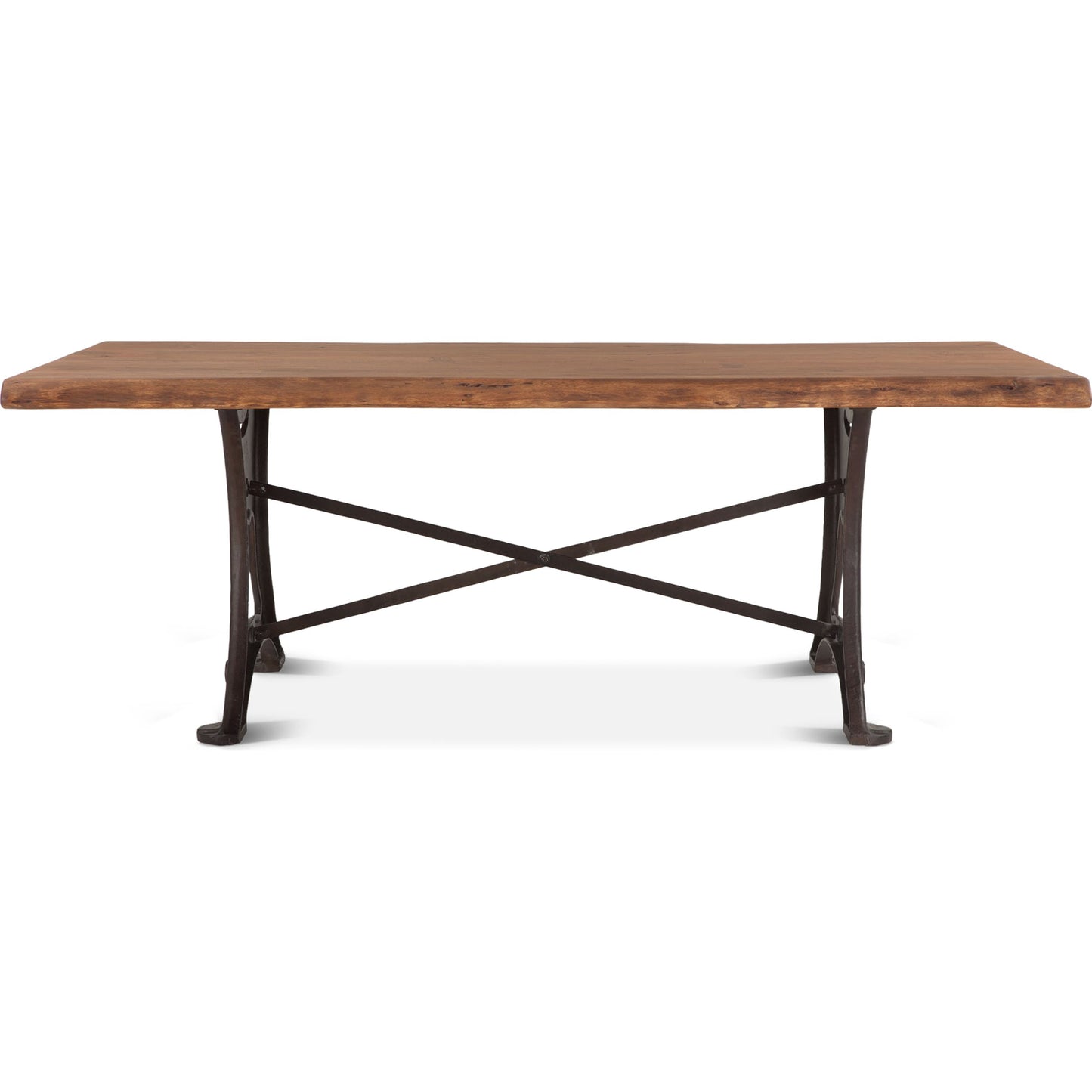 002 SR-876897 | Additional Silo | Blayne 94" Live-Edge Dining Table by World Interiors in brown and raw walnut, antique zinc. Made from acacia wood, cast iron in a modern style.