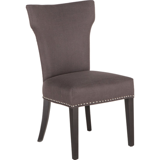 Quincy Linen Dining Chairs by World Interiors. Made from linen, cotton, polyester blend fabric, birch wood in a transitional style.