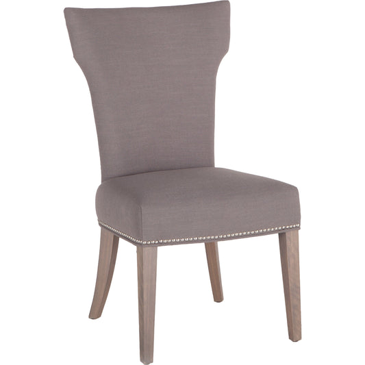 Quincy Linen Dining Chairs by World Interiors. Made from linen, cotton, polyester blend fabric, birch wood in a transitional style.