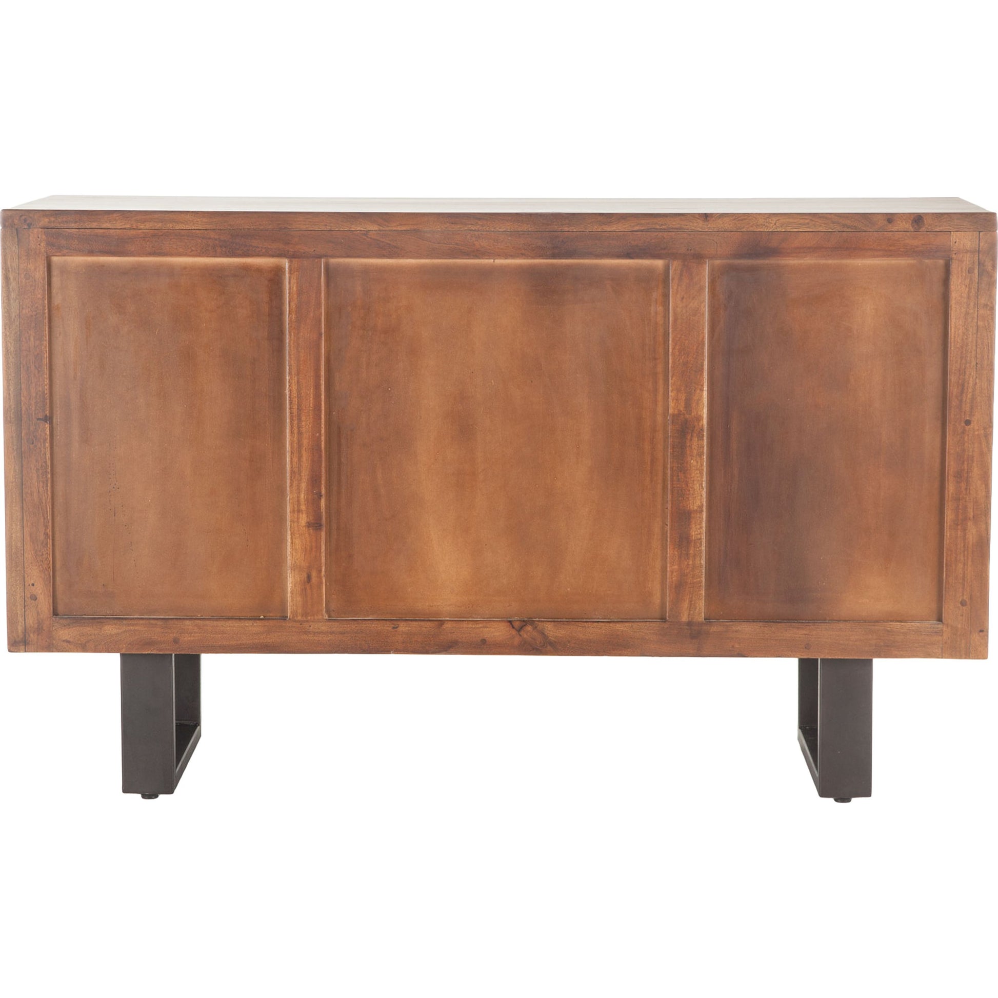 Belfrie Sideboard by World Interiors in brown and walnut, antique zinc. Made from acacia wood, iron in a modern style.