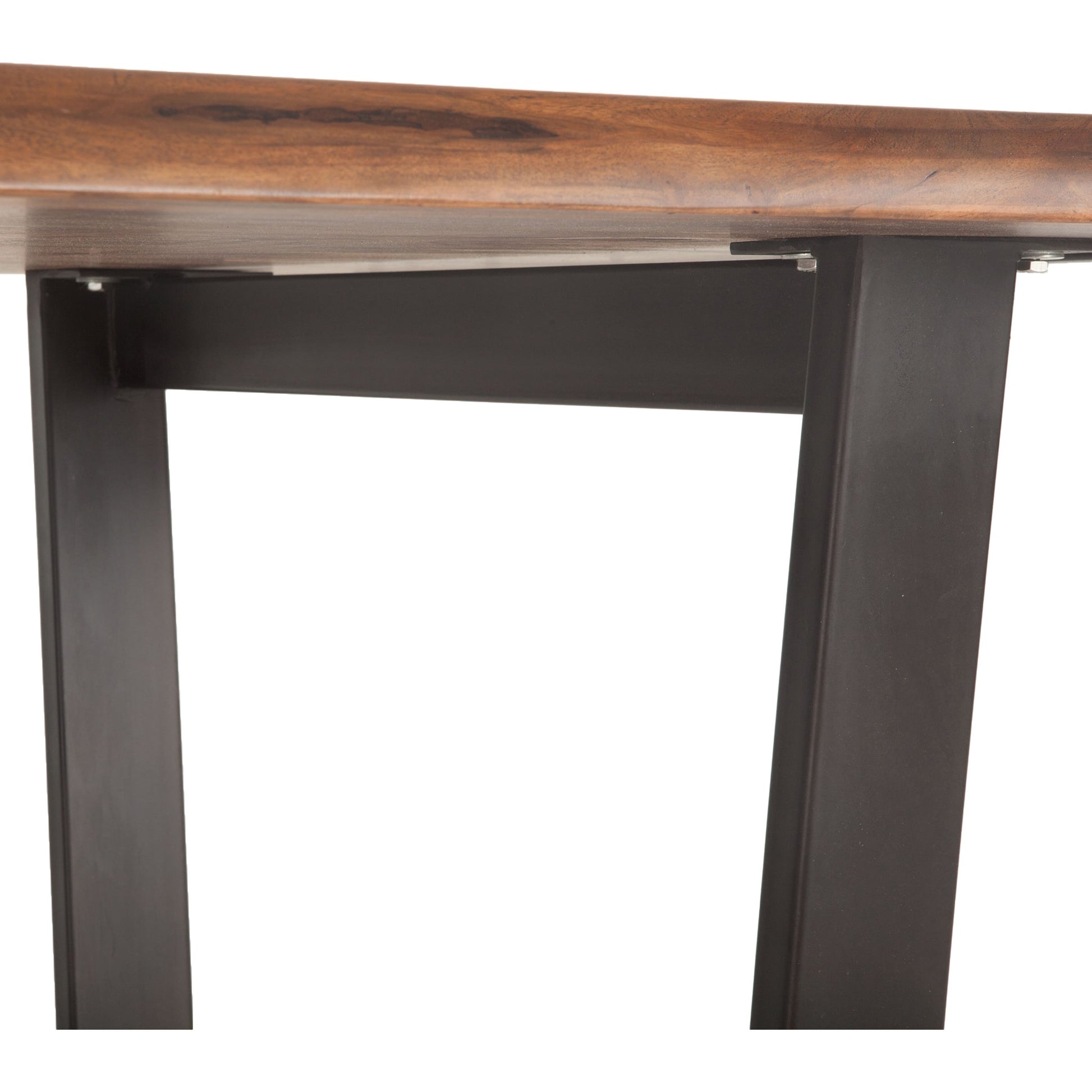 Belfrie Dining Table by World Interiors in brown and walnut, antique zinc. Made from acacia wood, iron in a modern style.