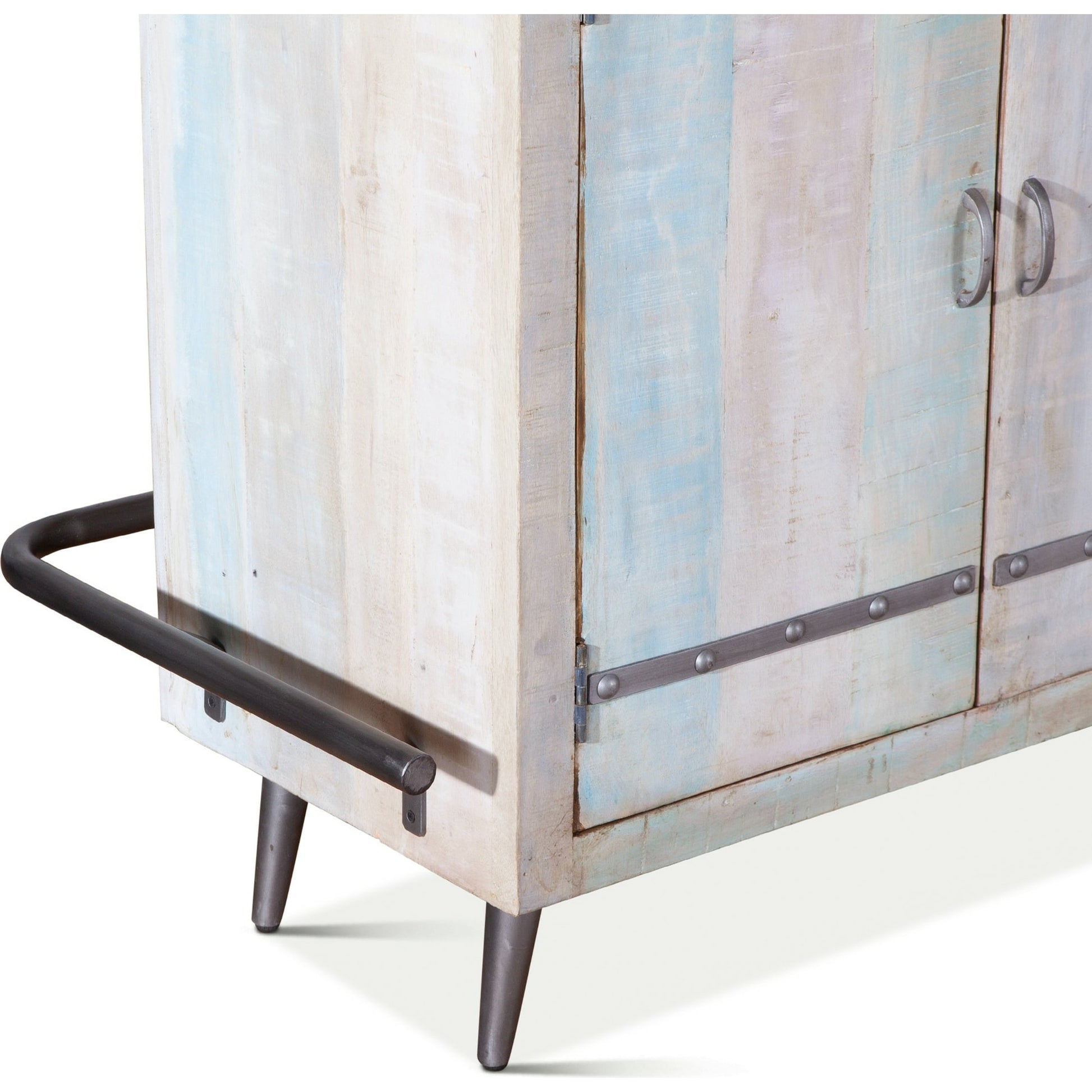 Cordoba Bar by World Interiors in teal and vintage teal. Made from teak wood, iron in a eclectic & global style.