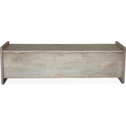 Cordoba Dining Bench with Storage by World Interiors in teal and vintage teal. Made from teak wood, iron in a eclectic & global style.