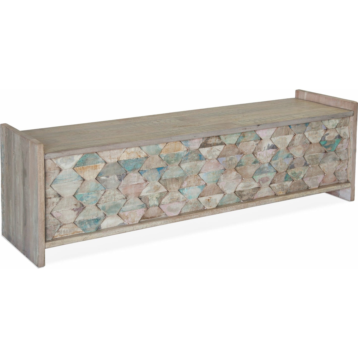 001 SR-876957 | Primary Silo | Cordoba Dining Bench with Storage by World Interiors in teal and vintage teal. Made from teak wood, iron in a eclectic & global style.