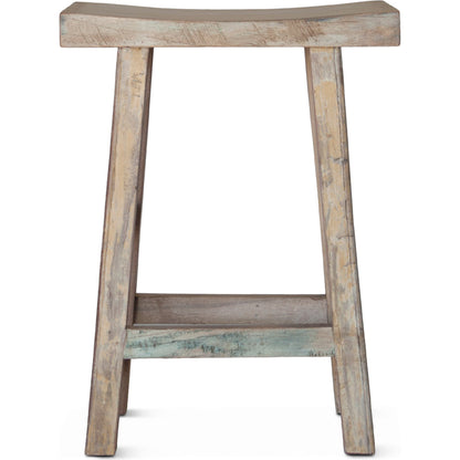 Cordoba Counter Stool by World Interiors in teal and vintage teal. Made from teak wood in a cottage & farmhouse style.