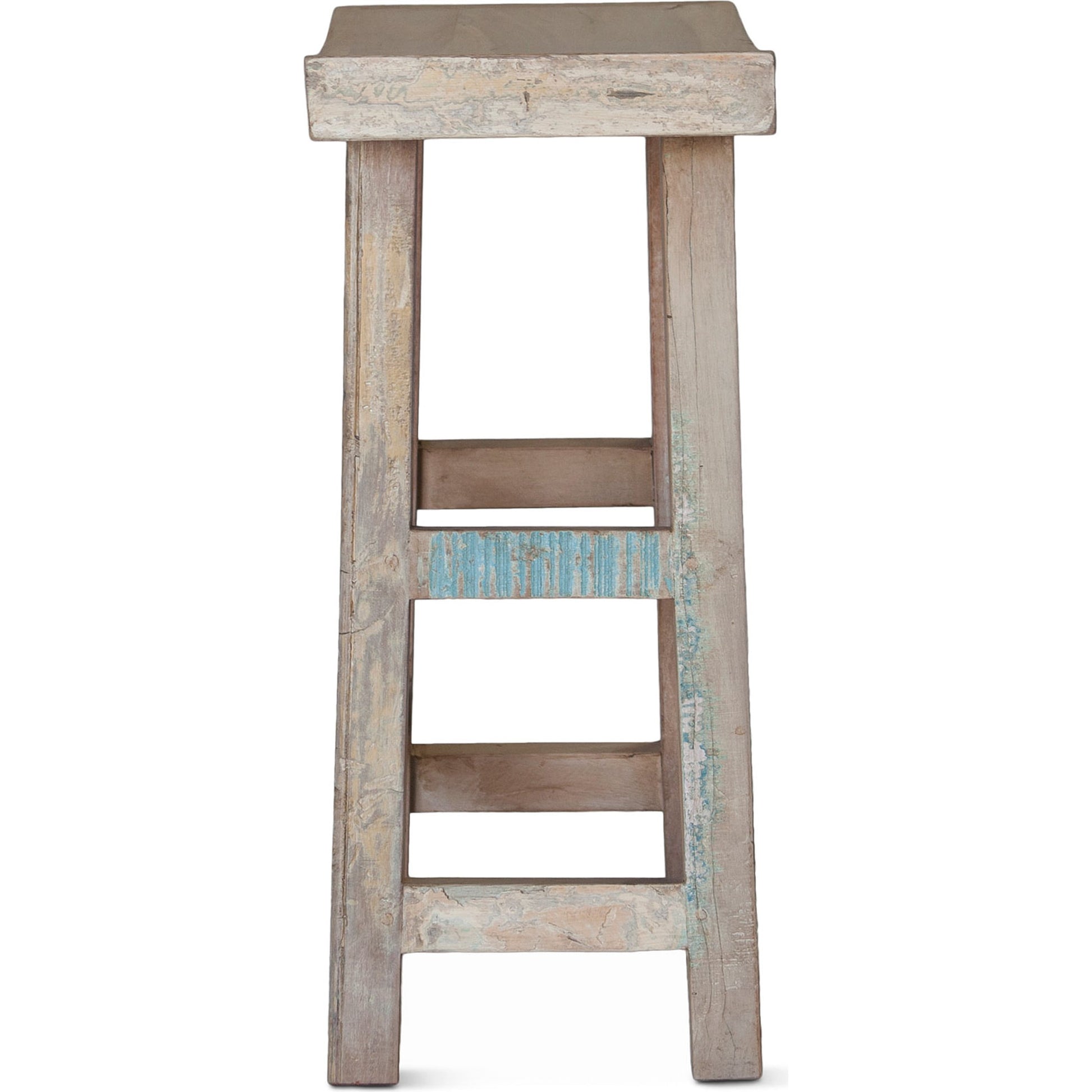 Cordoba Counter Stool by World Interiors in teal and vintage teal. Made from teak wood in a cottage & farmhouse style.