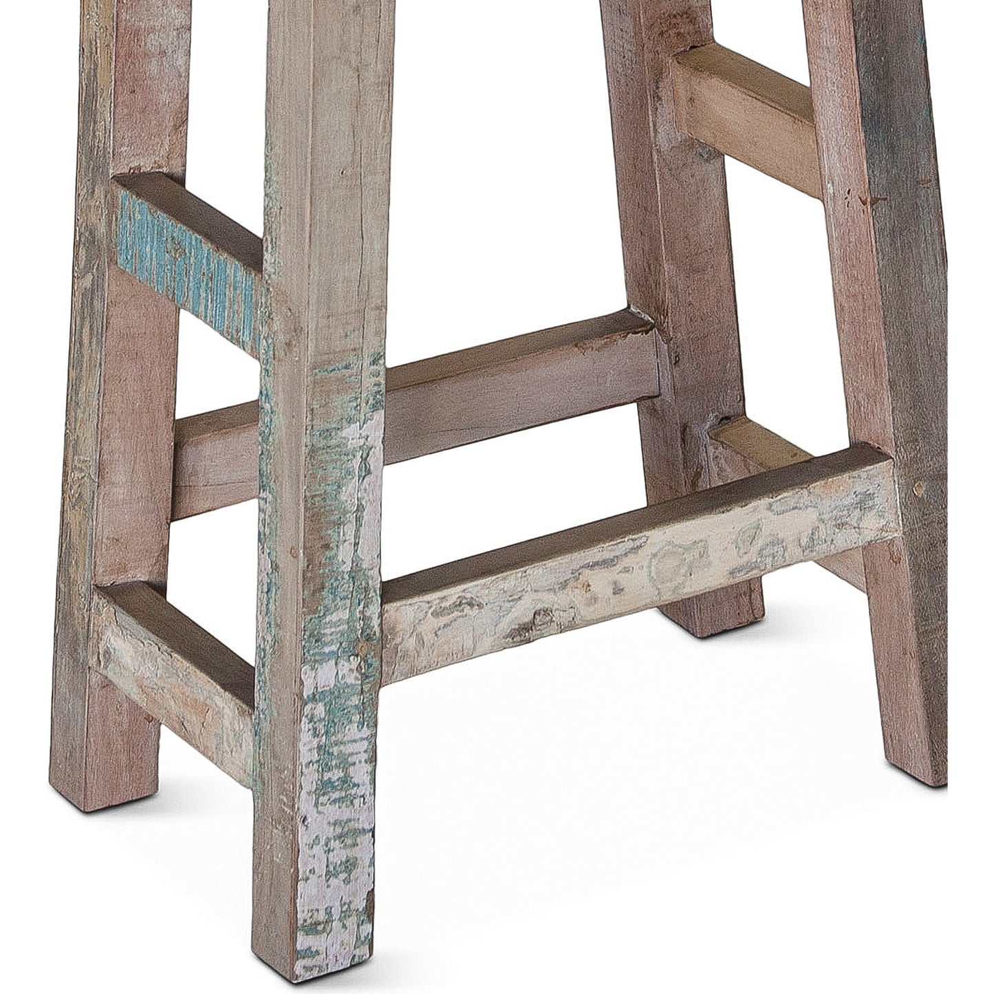 004 SR-876955 | Closeup | Cordoba Counter Stool by World Interiors in teal and vintage teal. Made from teak wood in a cottage & farmhouse style.