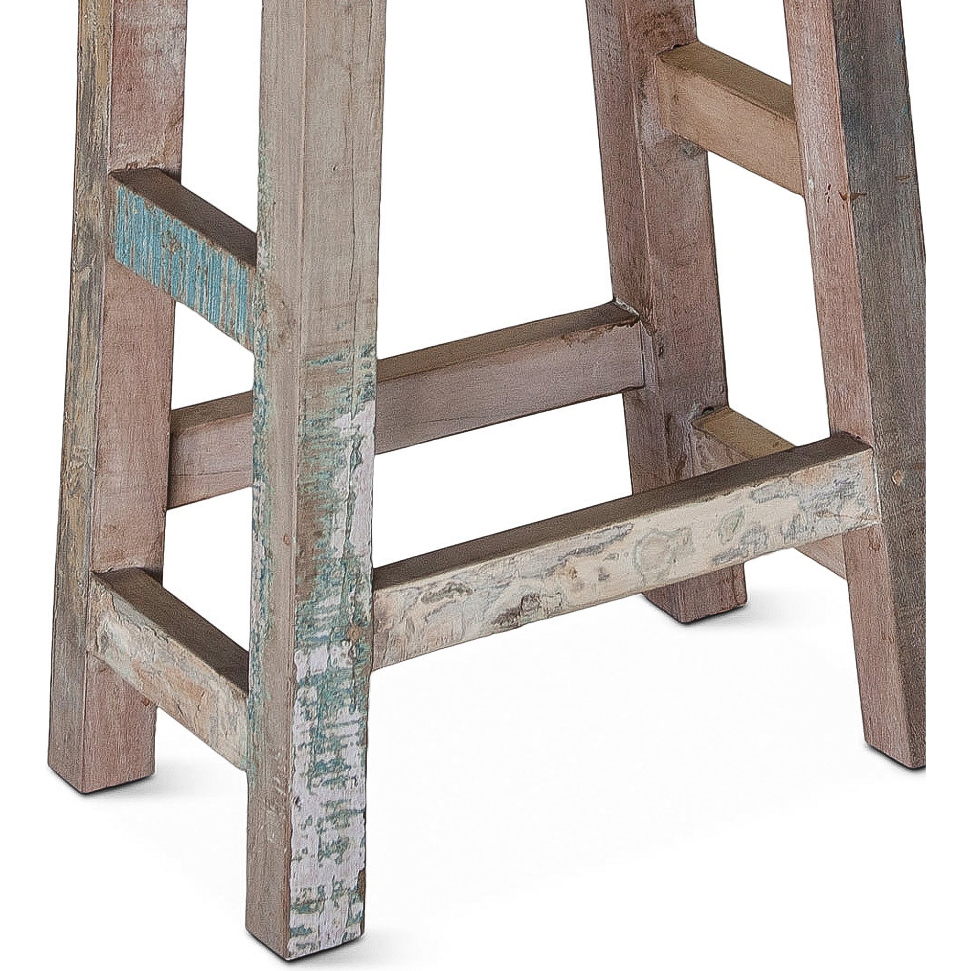 Cordoba Counter Stool by World Interiors in teal and vintage teal. Made from teak wood in a cottage & farmhouse style.