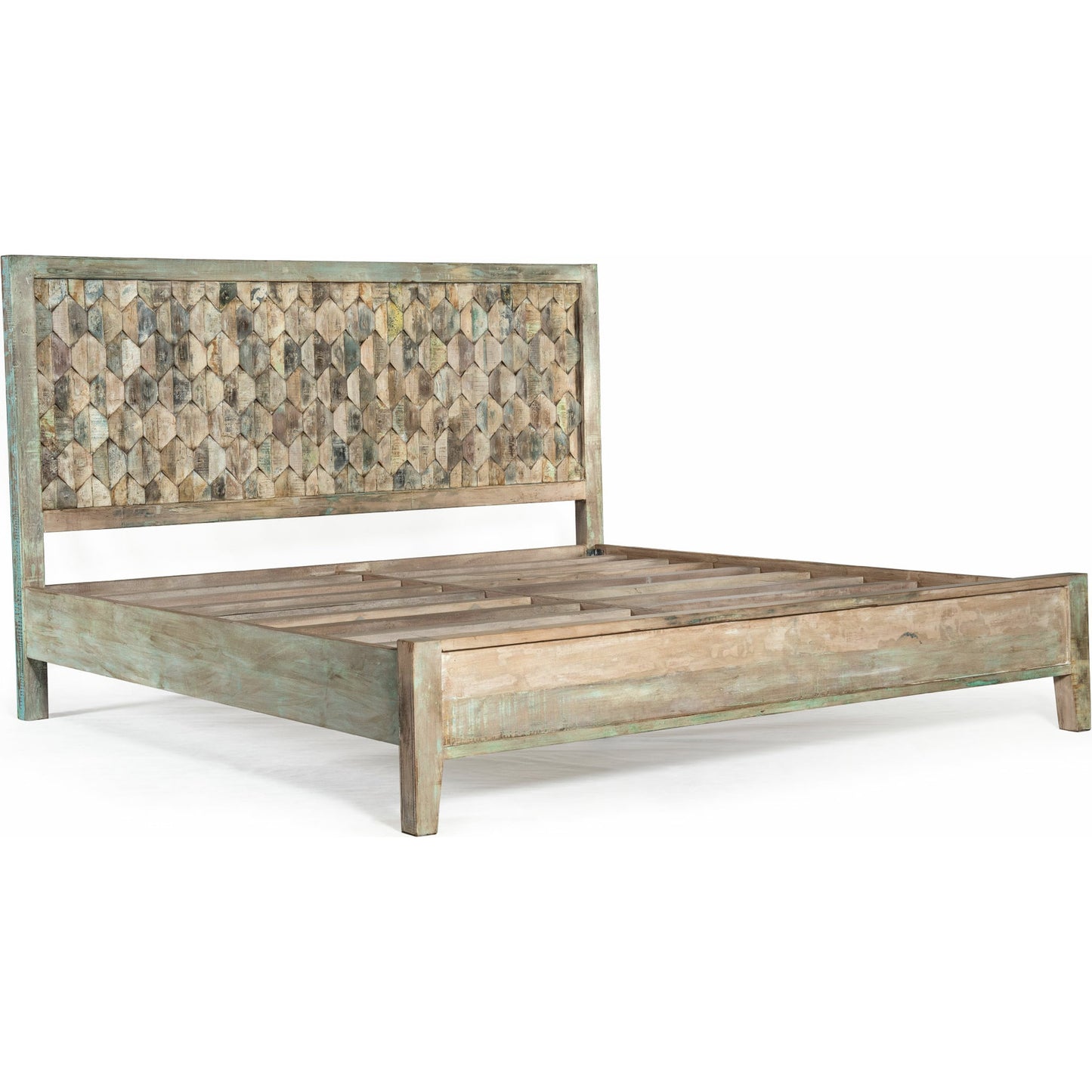 001 SR-876953,SR-876954 | Primary Silo | Cordoba Bed by World Interiors in teal and vintage teal. Made from teak wood in a eclectic & global style.