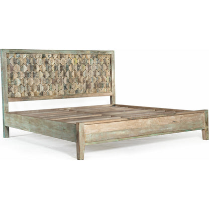 Cordoba Bed by World Interiors in teal and vintage teal. Made from teak wood in a eclectic & global style.