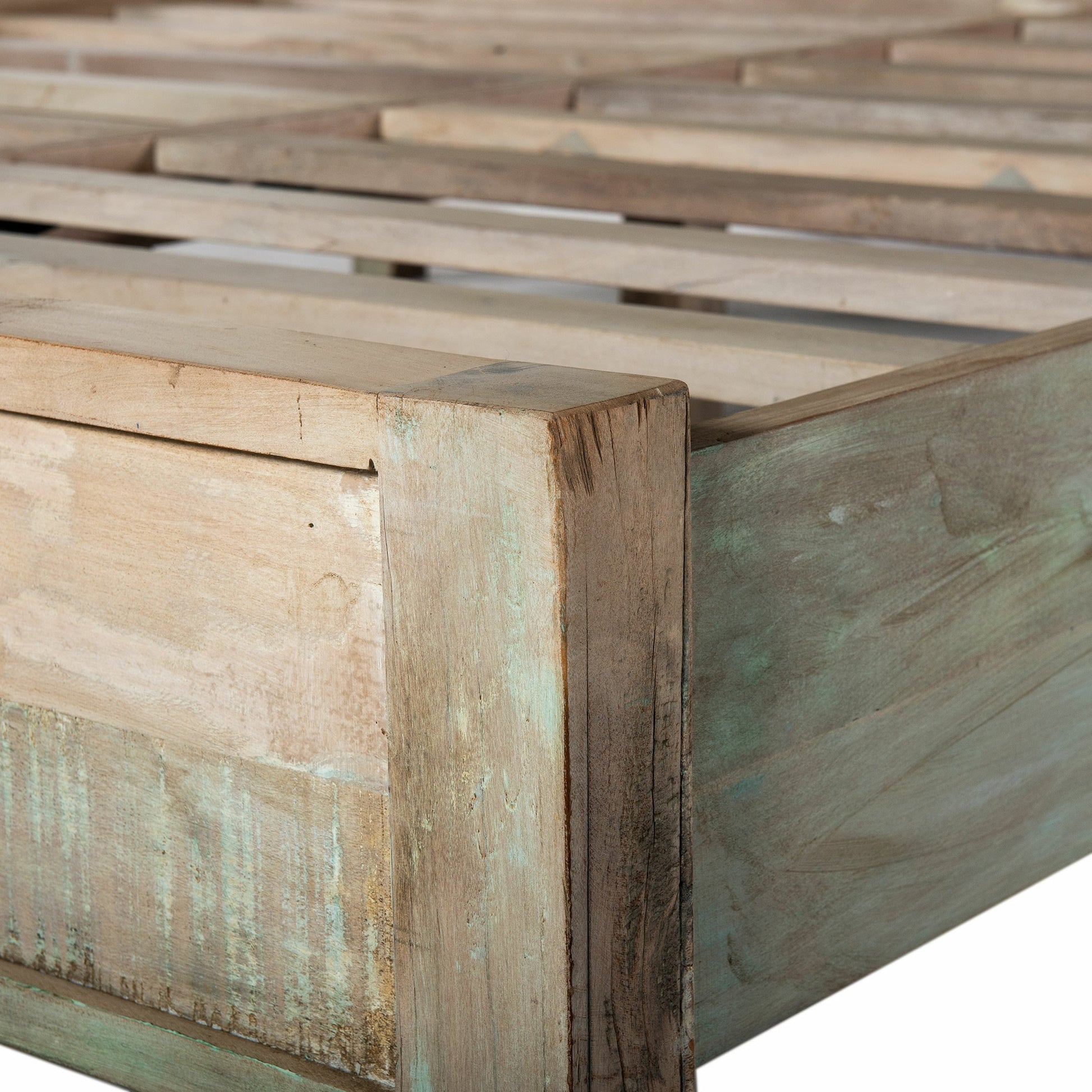 Cordoba Bed by World Interiors in teal and vintage teal. Made from teak wood in a eclectic & global style.