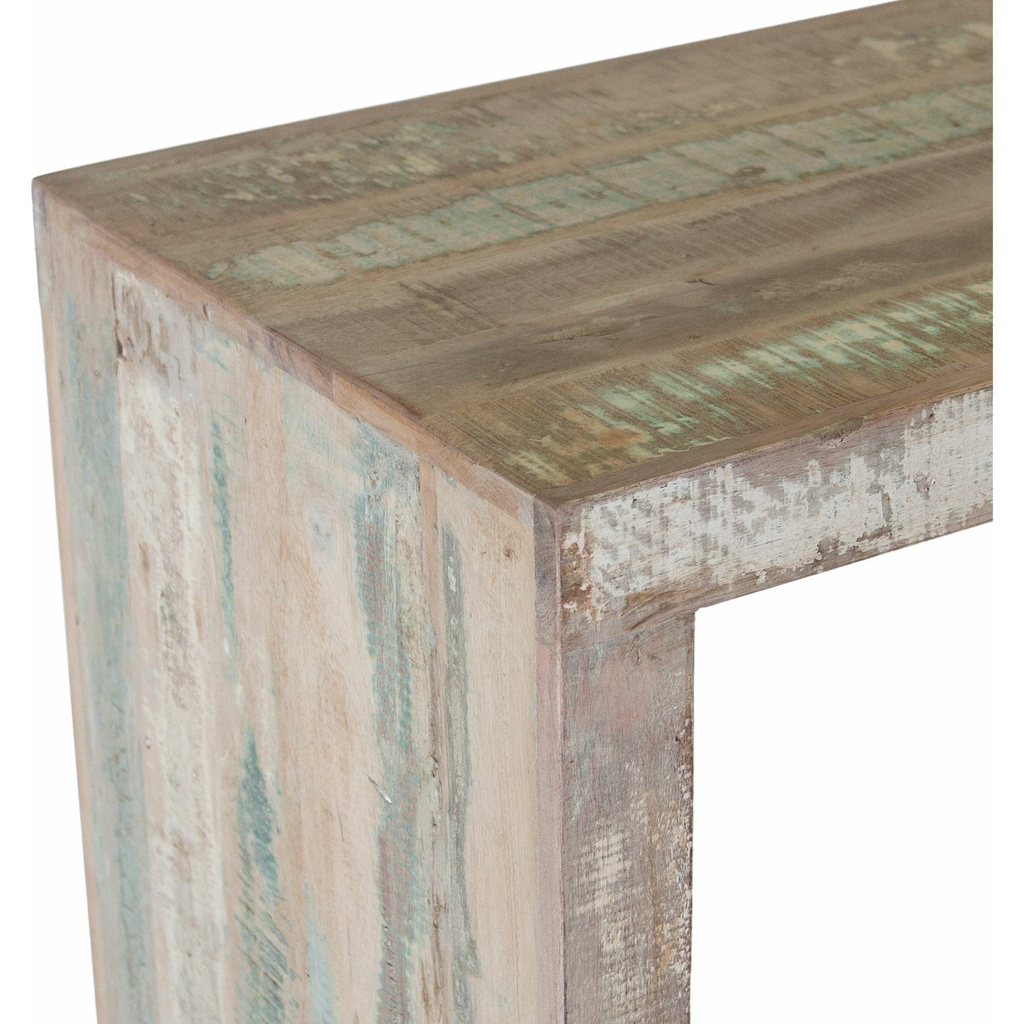 010 SR-876961 | Closeup | Cordoba Gathering Table and Stools by World Interiors in teal and vintage teal. Made from teak wood in a cottage & farmhouse style.