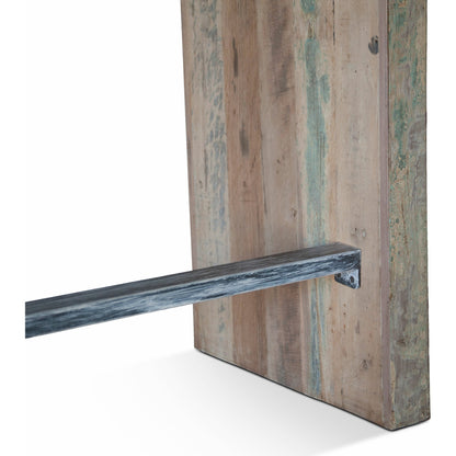 Cordoba Gathering Table and Stools by World Interiors in teal and vintage teal. Made from teak wood in a cottage & farmhouse style.