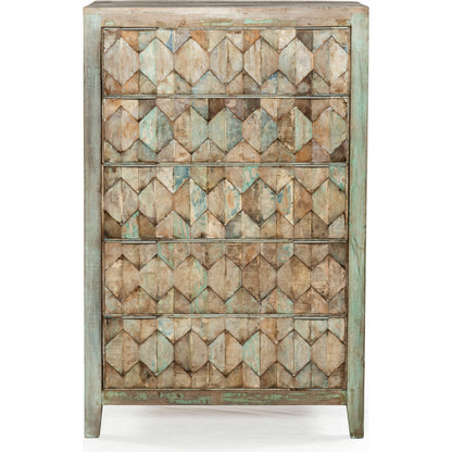 Cordoba Chest by World Interiors in teal and vintage teal, antique nickel. Made from teak wood, iron in a eclectic & global style.