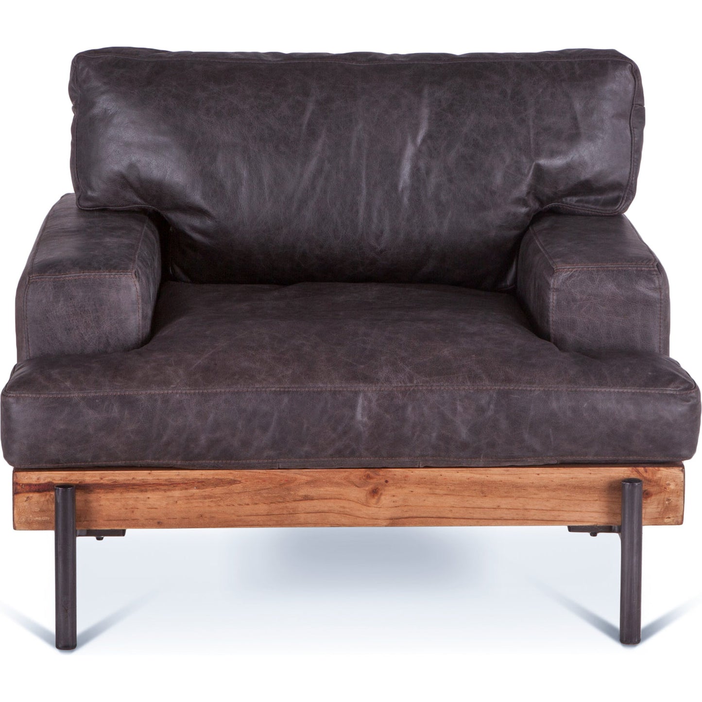 002 SR-876921 | Additional Silo | Chiavari Armchair by World Interiors in brown and distressed, antique zinc. Made from leather, iron, oak in a rustic style.