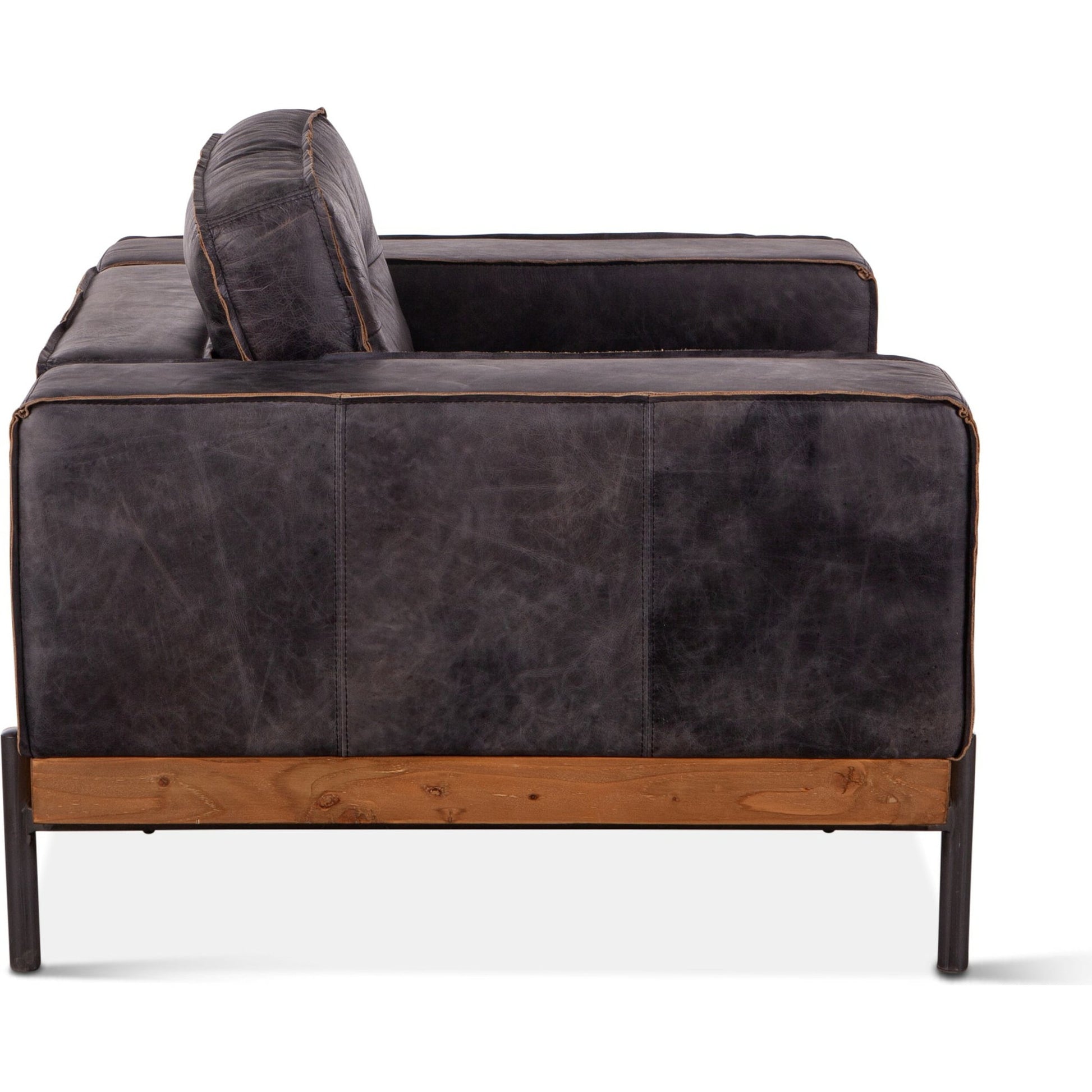 Chiavari Distressed Antique Leather Armchair by World Interiors in black and matte. Made from leather, foam, oak wood, iron in a modern style.