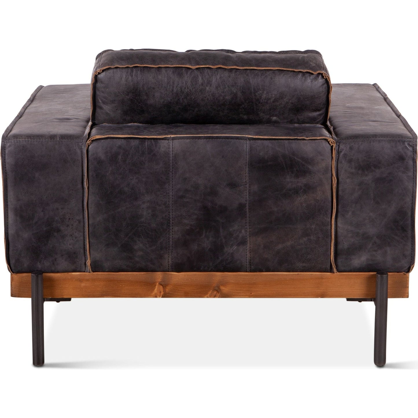 004 SR-876931 | Additional Silo | Chiavari Distressed Antique Leather Armchair by World Interiors in black and matte. Made from leather, foam, oak wood, iron in a modern style.