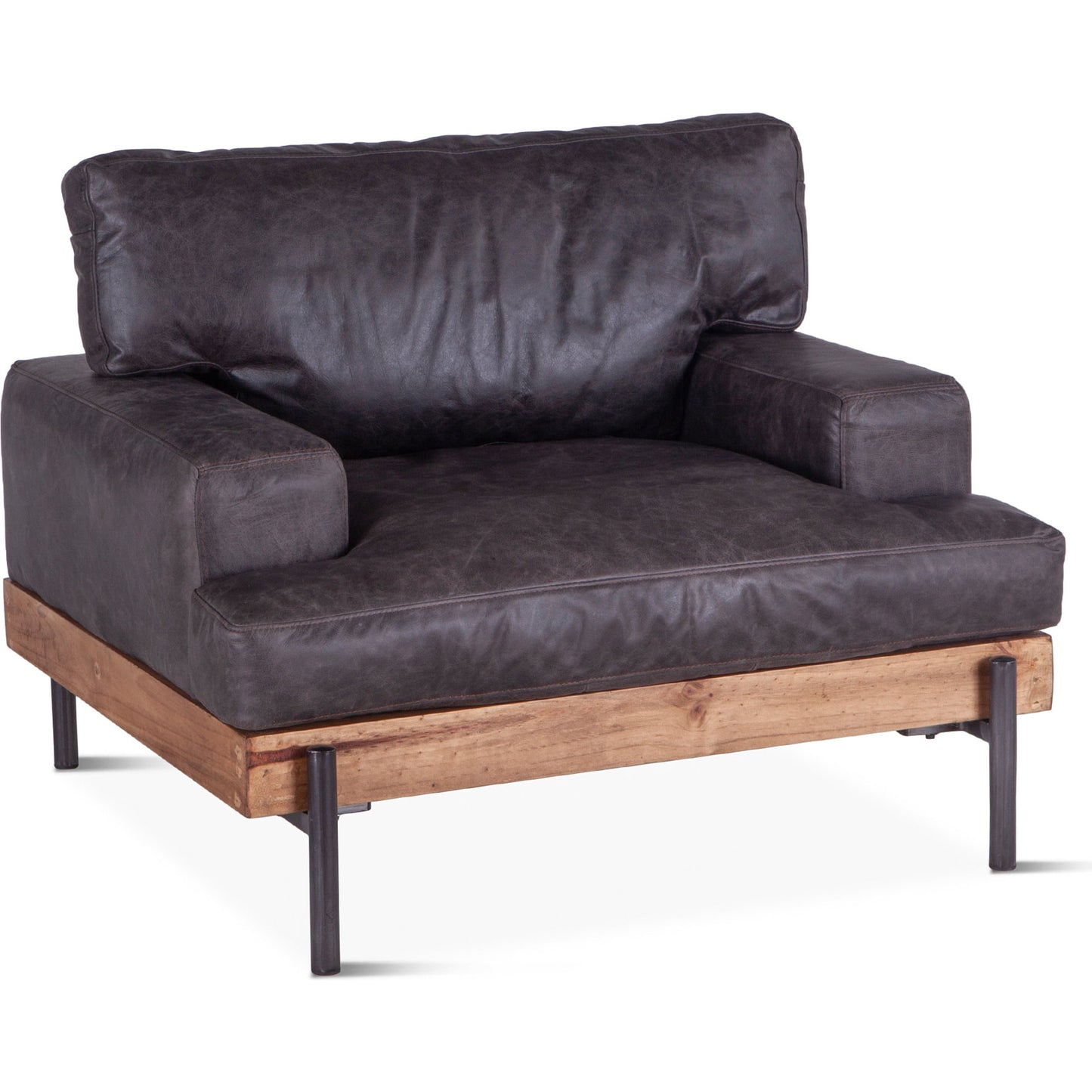 001 SR-876921 | Primary Silo | Chiavari Armchair by World Interiors in brown and distressed, antique zinc. Made from leather, iron, oak in a rustic style.