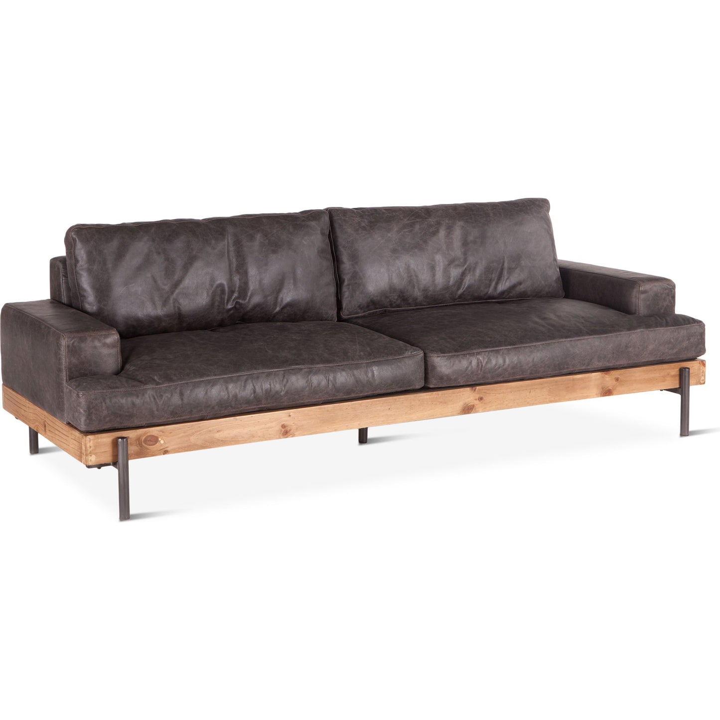 001 SR-876925 | Primary Silo | Chiavari Sofa by World Interiors in brown and distressed, antique zinc. Made from leather, iron, oak wood in a modern style.