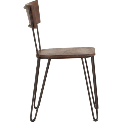 Grandby Dining Chairs by World Interiors in brown and walnut, antique zinc. Made from acacia wood, steel in a modern style.