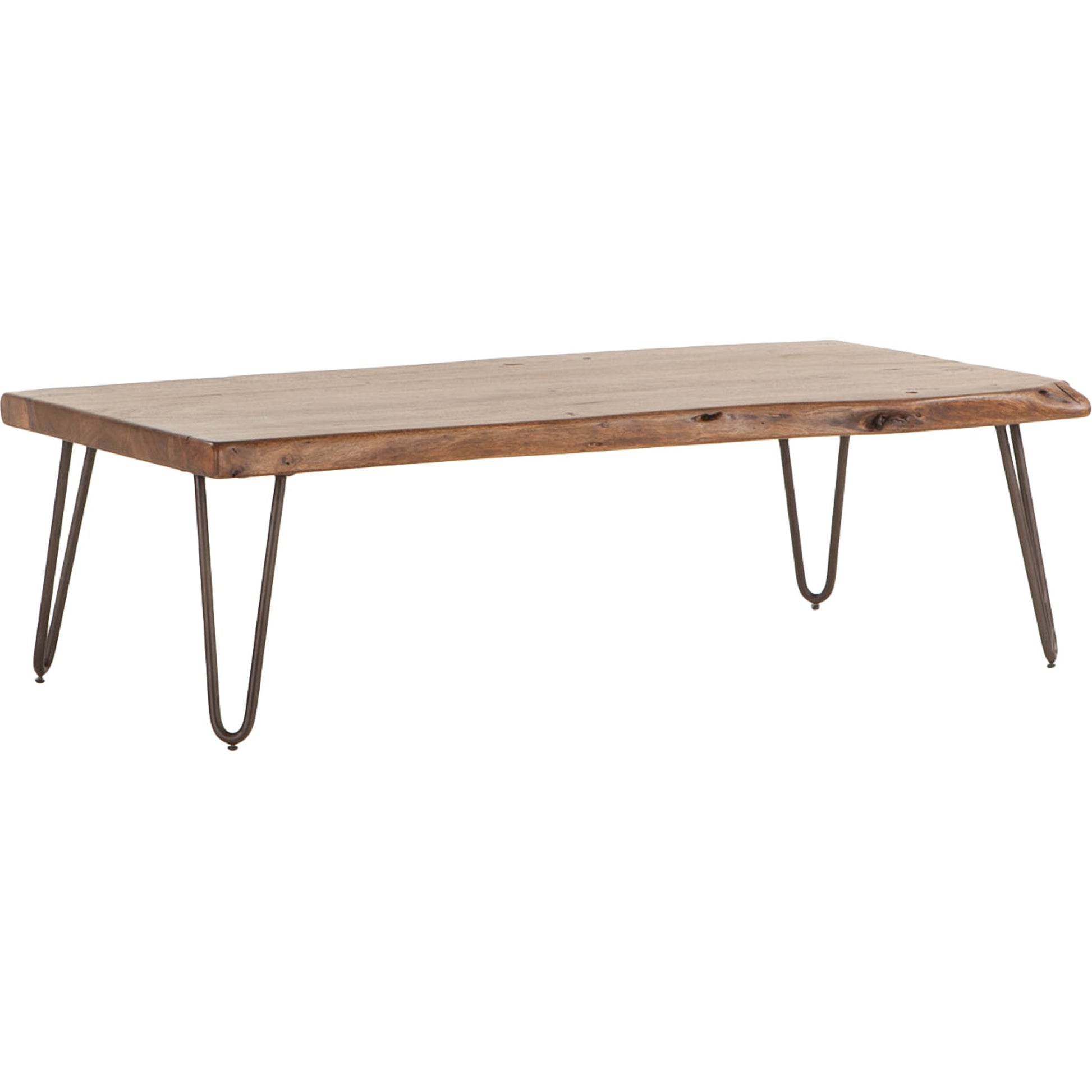 Grandby Coffee Table by World Interiors in brown and walnut, antique zinc. Made from acacia wood, steel in a modern style.