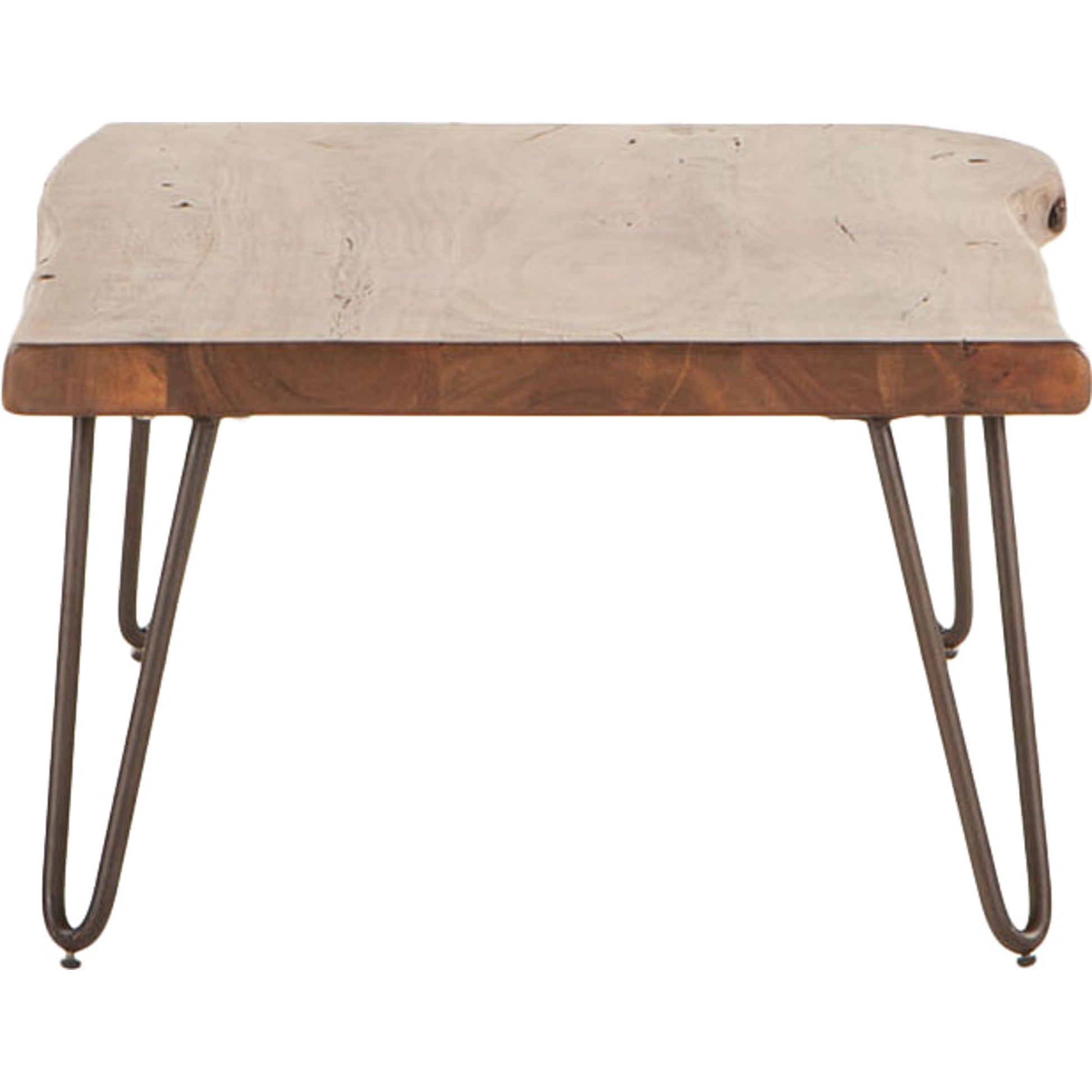 Grandby Coffee Table by World Interiors in brown and walnut, antique zinc. Made from acacia wood, steel in a modern style.