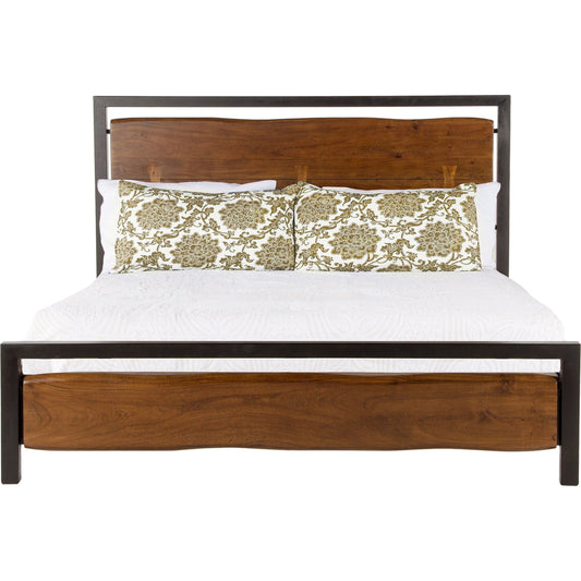 Glenwood Bed by World Interiors in brown and walnut, antique zinc. Made from acacia wood, iron in a modern style.