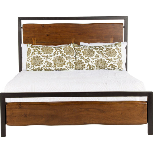 Glenwood Bed by World Interiors in brown and walnut, antique zinc. Made from acacia wood, iron in a modern style.