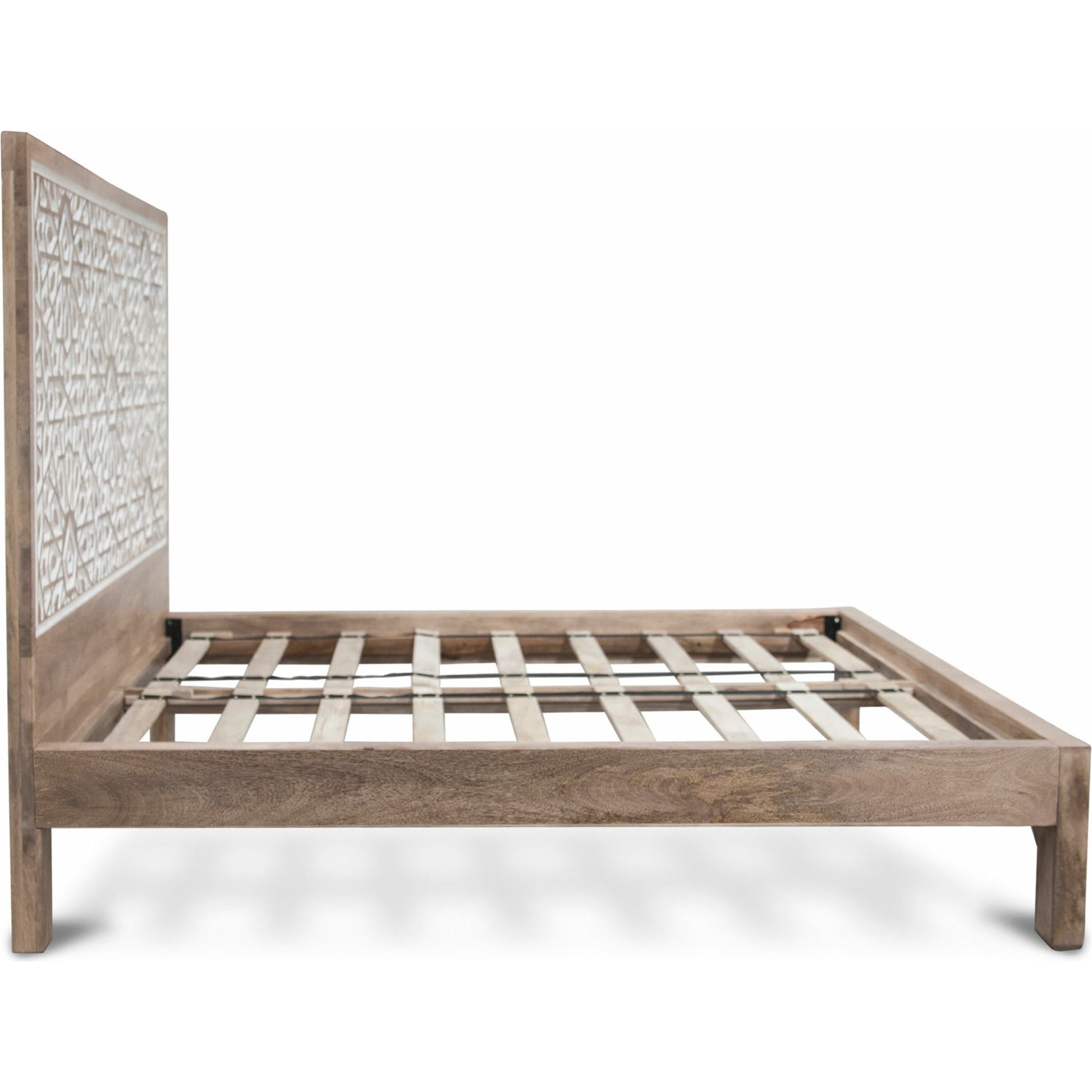 Haveli Bed by World Interiors in white. Made from mango wood in a eclectic & global style.